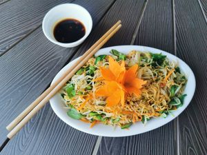 Fried noodles at BEAR SANCTUARY in Ninh Binh