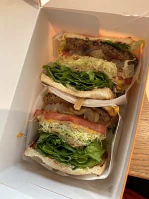 Vegan hamburger sandwich  at &sandwich in Tokyo