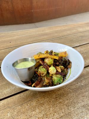 Roasted Root Medley with a vegan avocado chimichurri aioli. Veggies change seasonally. at Chestnut Hill Brewing Company in Philadelphia