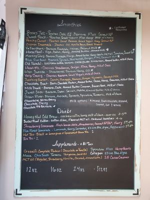 Smoothie Menu at JoGee's Juice Bar in Rock Springs
