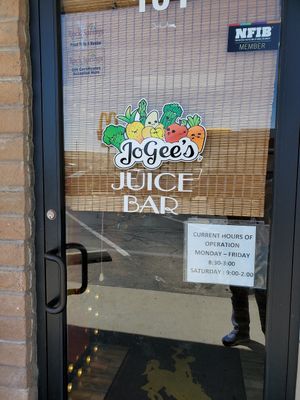 Hours as of August 2021 at JoGee's Juice Bar in Rock Springs