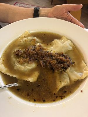 Maultaschen in der Brühe (swabian stuffed pasta in vegetable broth)  at Köhlerstüble in Stuttgart