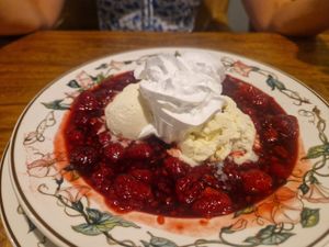 Ice Cream with hot Berry and Cream at Köhlerstüble in Stuttgart