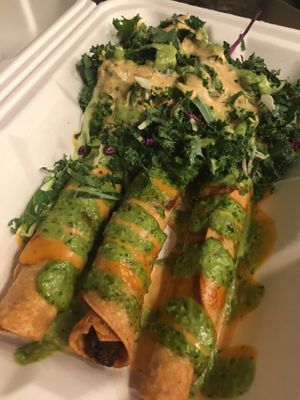 Black bean taquitos  at Ziggy's in San Luis Obispo
