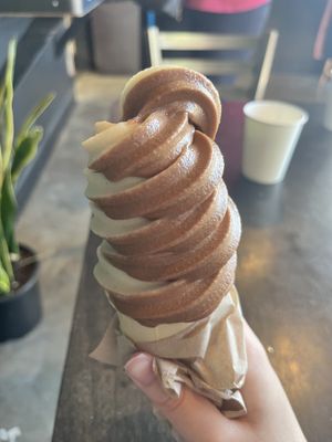Vanilla and chocolate soft serve   at Ziggy's in San Luis Obispo