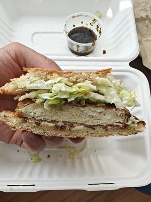 inside chick'n burger at Ziggy's in San Luis Obispo