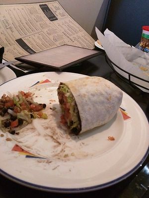 Half eaten Beyond Burrito at My Cocina Grill in Streamwood