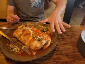 Look at the size of this thing!!! (This is the vegetarian burrito.) at Maguey   in Medford