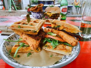 Vicken Waffle Sandwich at Oh My Soul in Charlotte