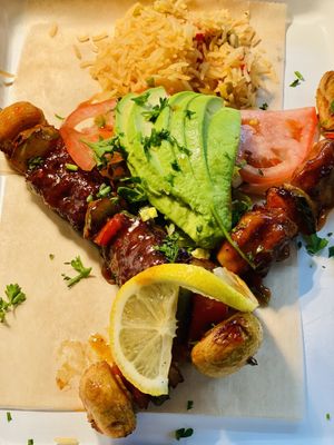 Vicken, sausage, mushroom sosatie  at Oh My Soul in Charlotte