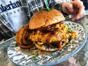 BBQ chicken sandwich! at Oh My Soul in Charlotte