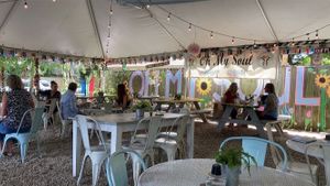 outdoor seating area!! - feels like i was at a wedding:))) at Oh My Soul in Charlotte