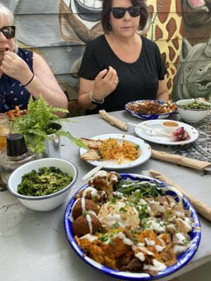 Buddha bowl, pimento cheese, and spring rolls. at Oh My Soul in Charlotte