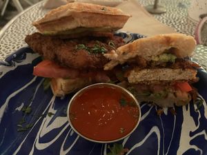 Chicken & waffle sandwich  at Oh My Soul in Charlotte