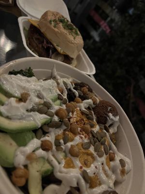 Buddha bowl and a “cheese burger” !   at Oh My Soul in Charlotte