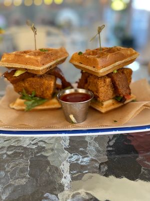 Chick’s and waffles at Oh My Soul in Charlotte