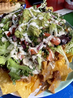 Fully loaded nachos (huge portion!)  at Oh My Soul in Charlotte