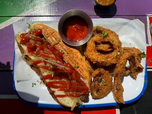 Voerie roll with onion rings   at Oh My Soul in Charlotte