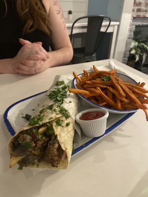 Oh My Vegan - The Mafia Gyro with Sweet Potato Fries  at Oh My Soul in Charlotte