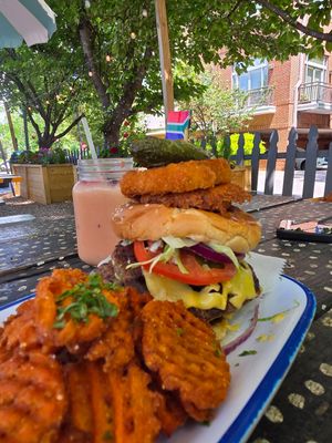 One of the most popular menu items, makhulu burger at Oh My Soul in Charlotte