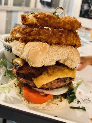 Above and beyond burger 🍔  at Oh My Soul in Charlotte