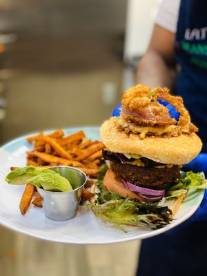 Above and beyond burger 🍔  at Oh My Soul in Charlotte