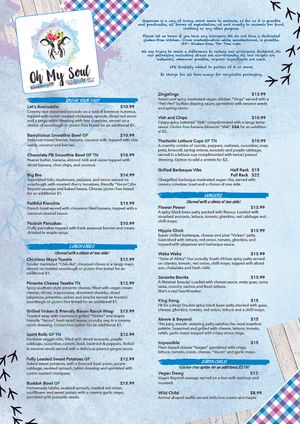 Menu  at Oh My Soul in Charlotte
