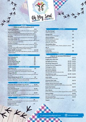 Menu  at Oh My Soul in Charlotte