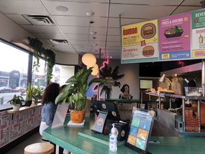 Front desk with menu at Nomoo in Los Angeles