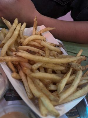 Fries look basic af but they are clutch  at Nomoo in Los Angeles