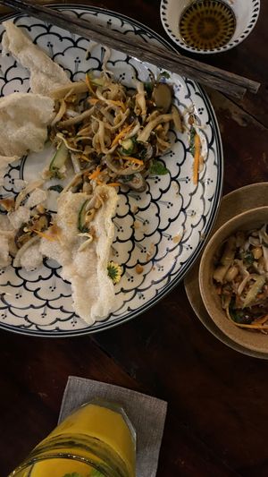 Signature salad with rice crackers   at Chay Garden in Ho Chi Minh City