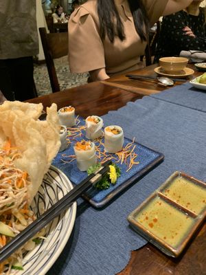 Soft rice pancakees  at Chay Garden in Ho Chi Minh City