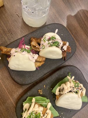 “Duck” bao and mushroom bao, amazing!  at i like ramen in Mermaid Beach
