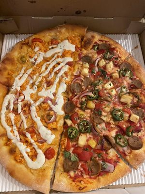 Half Vegan Bellflower and Half Vegan Heaven at Pizza USA in Bellflower