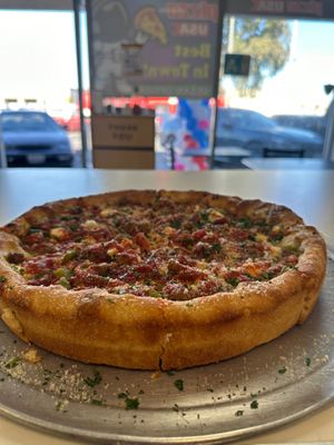 Vegan Chicago Deep Dish  at Pizza USA in Bellflower