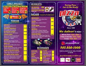 Menu at Pizza USA in Bellflower