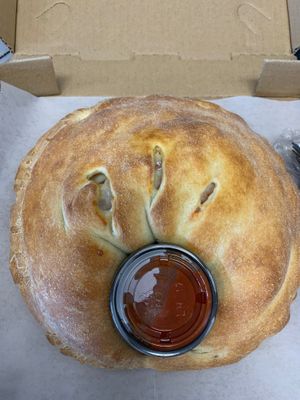 Vegan calzon at Pizza USA in Bellflower