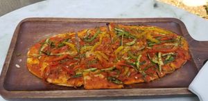 Flat bread pizza at Roastery Coffee House in Hyderabad