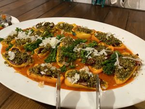 Sweet peppers stuffed with green peppers and dried tomatoes at Dish of Tomorrow 明日餐桌 - MíngRì CānZhuō in Taichung