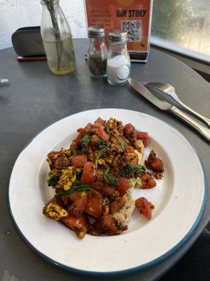 Fantastic scrambled tofu (with avocado as extra)  at bigmoose coffee co in Cardiff