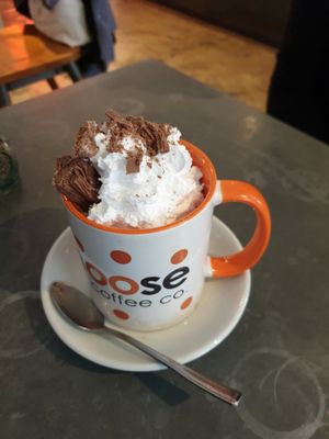 Hot chocolate (vegetarian my friend ordered this) at bigmoose coffee co in Cardiff