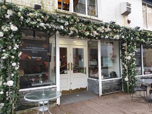 Outside at bigmoose coffee co in Cardiff