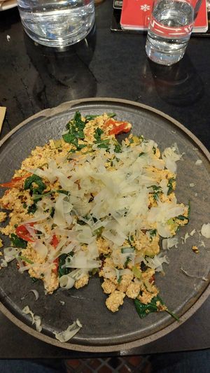 Mixed tofu (simulating scrambled eggs) at Pisek Bar in Celje