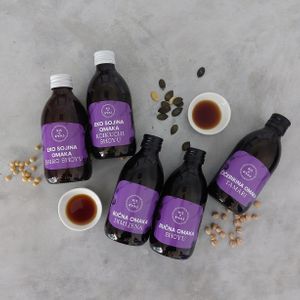 japanese traditional soy sauces and other soy-free and/or wheat-free fermented soylike sauces at  Kis in Kvas in Ljubljana