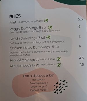 Menukaart 2026 at Hana in Amersfoort