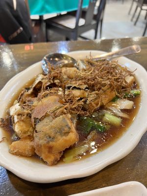 Deep fried stone fish  at TaraVege in Petaling Jaya