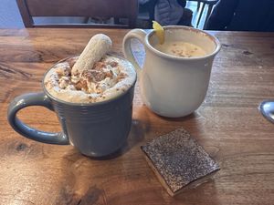 Vegan tiramisu and Orange latte  at Carnelian Coffee in Colorado Springs