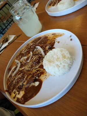Enchiladas con mole y arroz  at Herbivoro in Cancun
