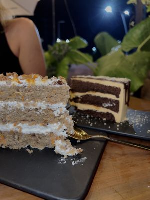 carrot cake and snickers cake  at Herbivoro in Cancun