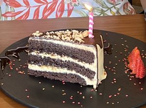 Snickers cake. They made it special for my birthday 😃  at Herbivoro in Cancun